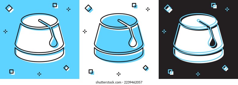 Set Turkish hat icon isolated on blue and white, black background.  Vector