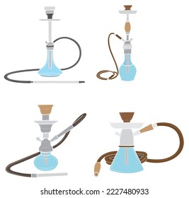 Set of Turkish hookah in isolate on white background.Vector illustration.