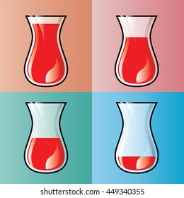 Set of Turkish tea . Vector, illustration.