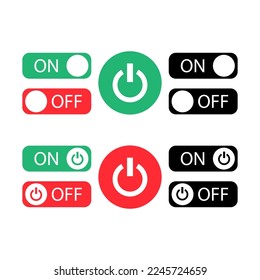 Set of turn on and off buttons. Vector illustration isolated on white background