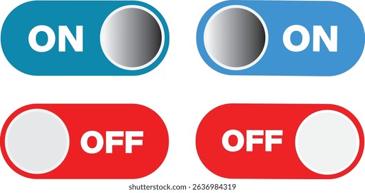 Set of turn on and off buttons icons set. Setting toggle icons design. Black switch button, Switch buttons ON OFF isolated, vector illustration,
