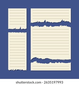 Set of turn ripped paper sheets