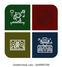 Set of turntable icons. Such as DJ, Vynil, Disc jockey , turntable icons