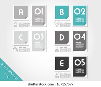 set of turquoise flat infographic rectangle stickers. infographic concept.