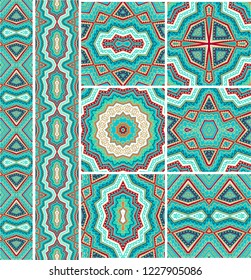 Set of  turquoise - red vector ornaments