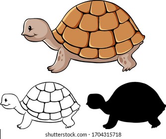 Set of turtle cartoon illustration