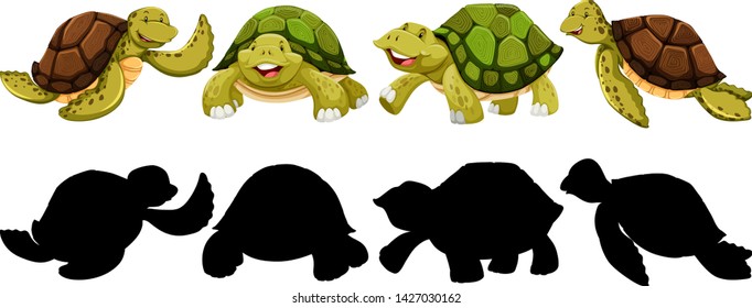 Set of turtle character illustration