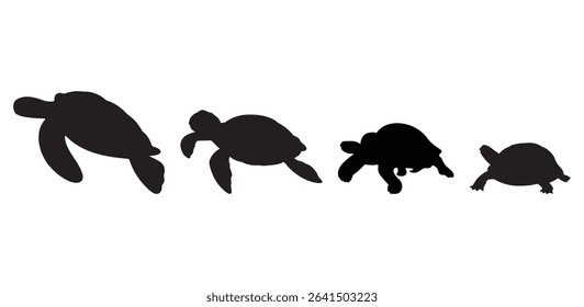 Set of turtle silhouette vectors. silhouettes of animals vector