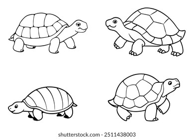 Conjunto de ilustración de silueta de Vector de tortuga