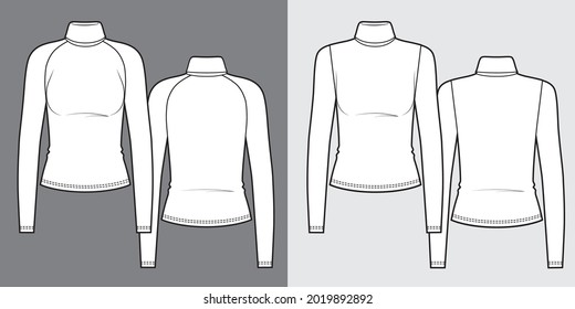 Set of turtlenecks slim fit long sleeve t-shirt