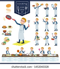 A set of tuxedo man about cooking.There are actions that are cooking in various ways in the kitchen.It's vector art so it's easy to edit.
