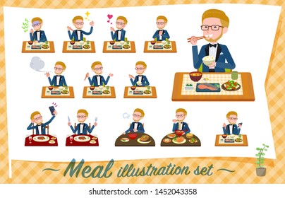 A set of tuxedo man about meals.Japanese and Chinese cuisine, Western style dishes and so on.It's vector art so it's easy to edit.
