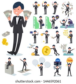 A set of tuxedo man with concerning money and economy.There are also actions on success and failure.It's vector art so it's easy to edit.
