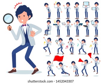 A set of tuxedo man with digital equipment such as smartphones.There are actions that express emotions.It's vector art so it's easy to edit.
