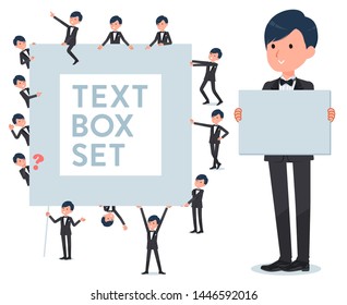 A set of tuxedo man with a message board.