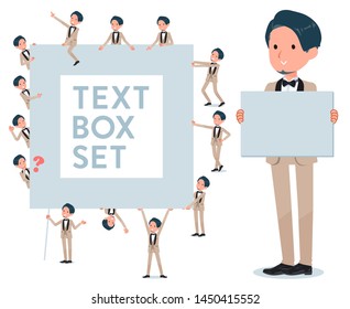 A set of tuxedo man with a message board.Since each is divided, you can move it freely.It's vector art so it's easy to edit.
