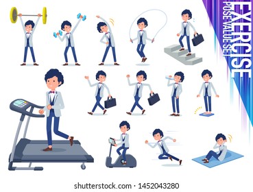 A set of tuxedo man on exercise and sports.There are various actions to move the body healthy.It's vector art so it's easy to edit.
