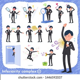 A set of tuxedo man on inferiority complex.There are actions suffering from smell and appearance.It's vector art so it's easy to edit.
