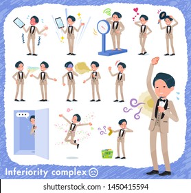 A set of tuxedo man on inferiority complex.There are actions suffering from smell and appearance.It's vector art so it's easy to edit.
