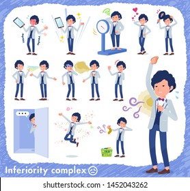 A set of tuxedo man on inferiority complex.There are actions suffering from smell and appearance.It's vector art so it's easy to edit.

