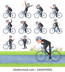 A set of tuxedo man on a road bike.There is an action that is enjoying.It's vector art so it's easy to edit.