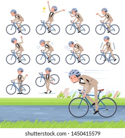 A set of tuxedo man on a road bike.There is an action that is enjoying.It's vector art so it's easy to edit.
