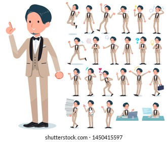 A set of tuxedo man with who express various emotions.There are actions related to workplaces and personal computers.It's vector art so it's easy to edit.
