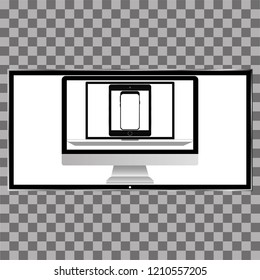 set of tv computer vector laptop tablet phone on transparent background