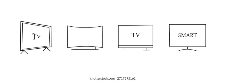Set of Tv Icon in trendy flat style isolated on white background. Television symbol for your web site design, logo, app, UI. Vector illustration, EPS10.
