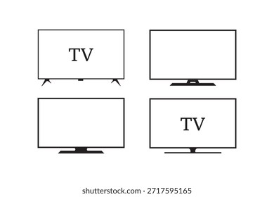 Set von TV Icon im trendigen, flachen Stil, einzeln auf weißem Hintergrund. Fernsehsymbol für Ihr Website-Design, Logo, App, UI. Vektorgrafik, EPS10.