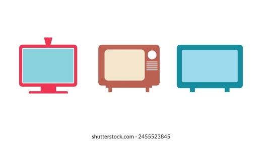 Conjunto de iconos de TV. Ilustración vectorial en estilo plano