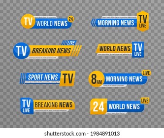 Set Of TV News Bar . News Banner For TV Streaming. Breaking News Banner Text.