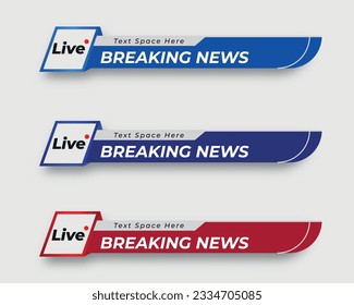 set  tv news bar. bars newspaper. social media bars. Television broadcast media title banner. title bar