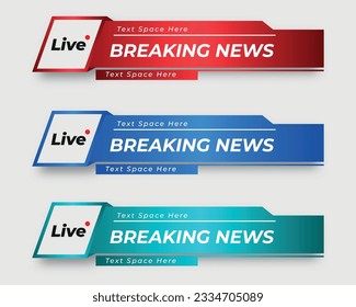 set  tv news bar. bars newspaper. social media bars. Television broadcast media title banner. title bar