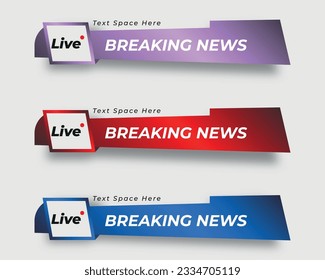 set  tv news bar. bars newspaper. social media bars. Television broadcast media title banner. title bar