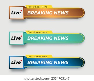 set  tv news bar. bars newspaper. social media bars. Television broadcast media title banner. title bar