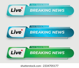 set  tv news bar. bars newspaper. social media bars. Television broadcast media title banner. title bar