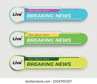 set  tv news bar. bars newspaper. social media bars. Television broadcast media title banner. title bar