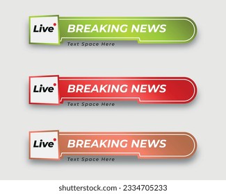set  tv news bar. bars newspaper. social media bars. Television broadcast media title banner. title bar