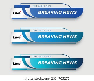 set  tv news bar. bars newspaper. social media bars. Television broadcast media title banner. title bar