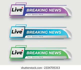 set  tv news bar. bars newspaper. social media bars. Television broadcast media title banner. title bar