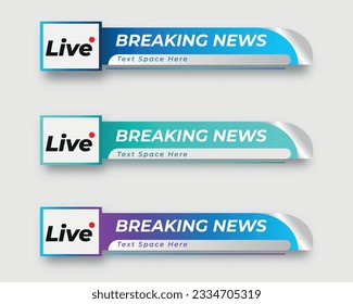 set  tv news bar. bars newspaper. social media bars. Television broadcast media title banner. title bar