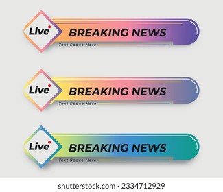 set  tv news bar. bars newspaper. social media bars. Television broadcast media title banner. title bar