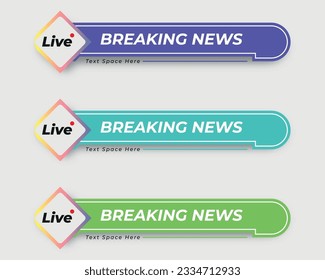 set  tv news bar. bars newspaper. social media bars. Television broadcast media title banner. title bar