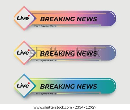 set  tv news bar. bars newspaper. social media bars. Television broadcast media title banner. title bar