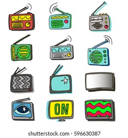 Set tv and radio icons