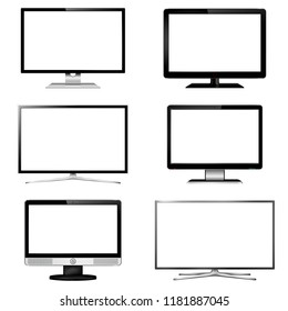 Set of TV screen and computer display monitor vector illustration