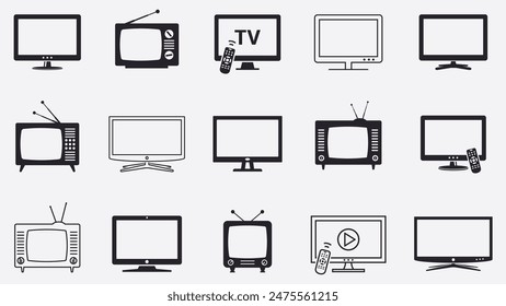 Set of TV vector flat and line icons