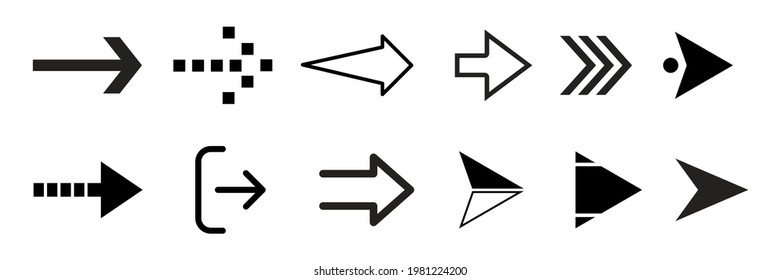 a set of twelve arrow vectors