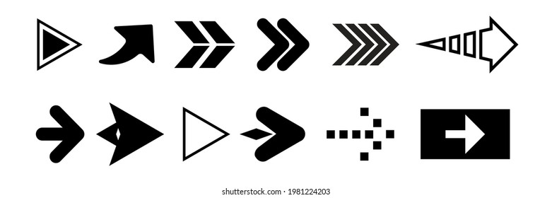 a set of twelve arrow vectors